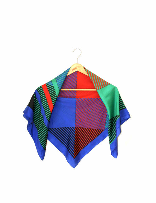 Retro Geometric Silk Scarf