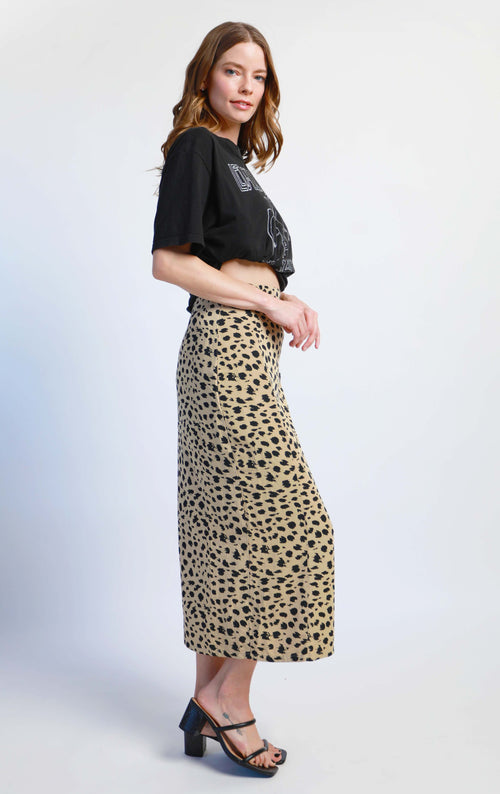 Bamboo slim midi skirt - leopard print