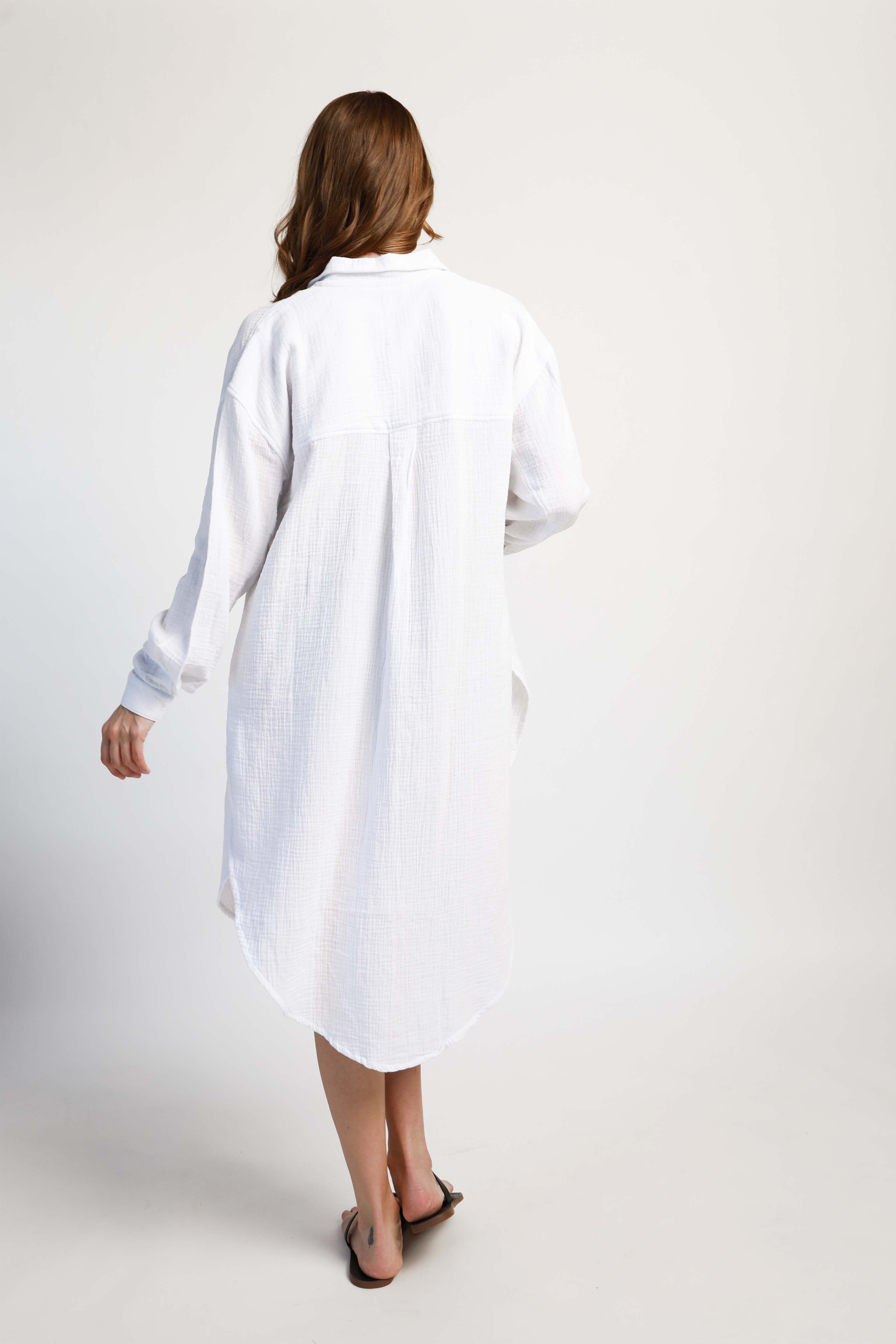 Long shirt dress - white