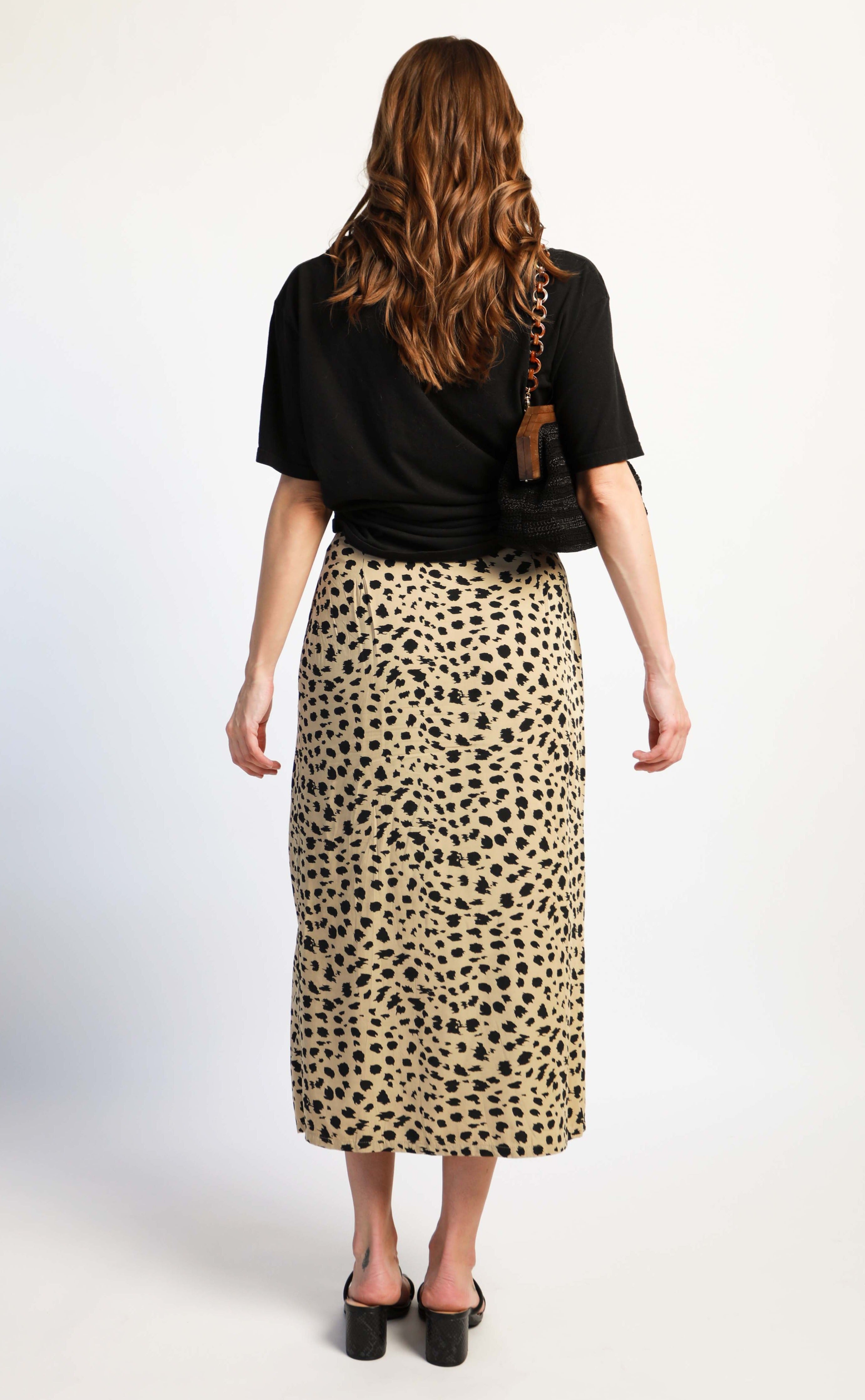 Bamboo slim midi skirt - leopard print