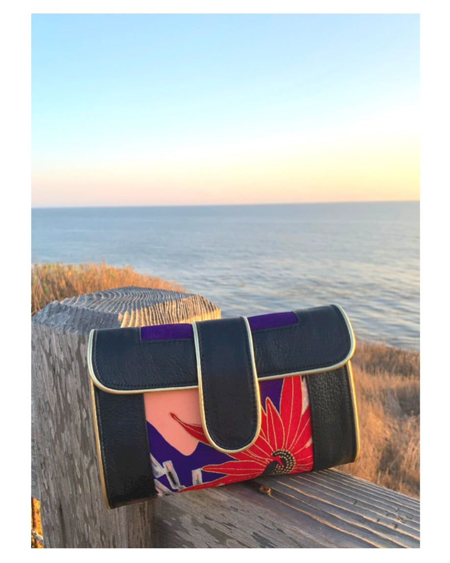Hermosa vintage kimono crossbody overlooking the coast